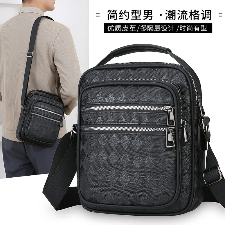 【New style】- men's shoulder bag fashionable vertical briefcase small square bag portable -pack multi-purpose carry-on business