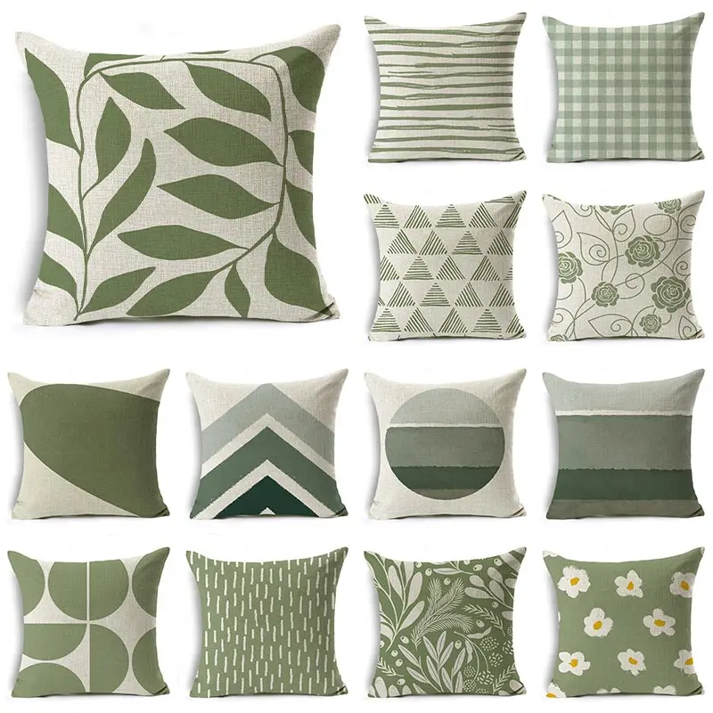 

Green pattern Decorative Cushion Cover Floral Pillow Case For Car Sofa Decor Pillowcase Home Pillows 45cm x 45cm