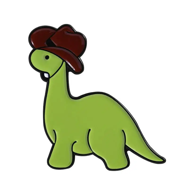 Creative Cute Cowboy Dinosaur Brooch Enamel Pins Cartoon Anime Dinosaur Brooches Backpack Lapel Badges Jewelry Gift for Friends
