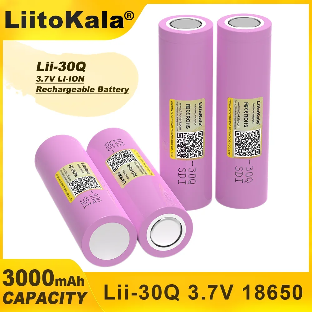 Liitokala 100% Original ICR18650 30Q 3000mAh Lithium Battery Powered Rechargeable Battery Electric Tools communications