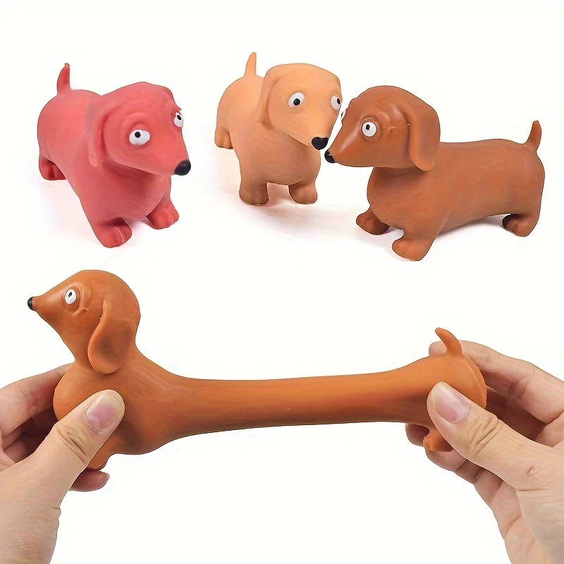 Dachshund Dog Stretchable Squeezy Fidget Toy Anxiety Stress Reliever Party Favor Accessory Goody Bags Prizes for Adults Kids