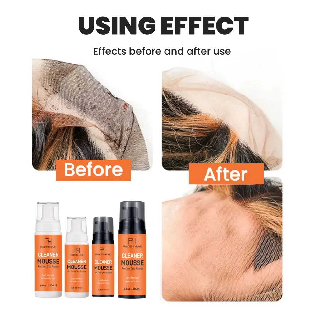 Perückenkleber-Entferner Rückstandsreiniger Shampoo Spitzenreiniger Schaum Rückstandsfreies Komplett-Entfernungsset für Lace-Front-Perücken Haarsysteme – Detail 18