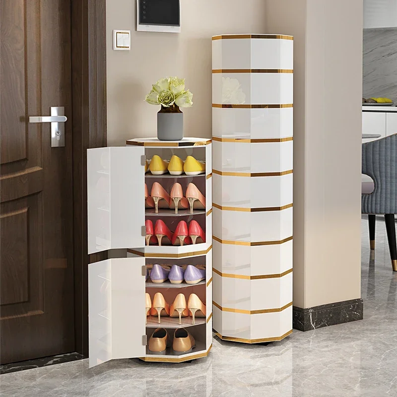 Rotating Shoe Cabinet Home Entrance Multilayer Vertical Shoe Cabinets Saving Storage Organizador De Zapatos Entryway Furniture