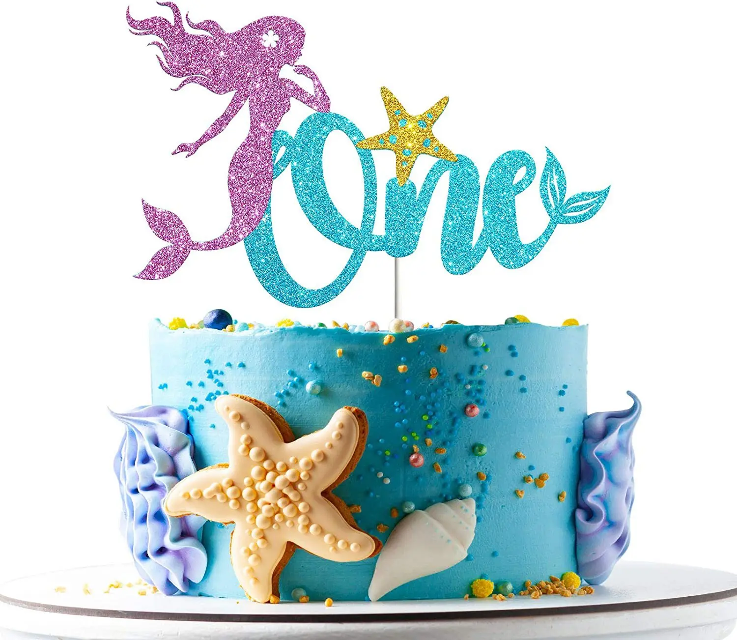 Mermaid Cake Topper Birthday Party Baby Shower Girls Birthday Party Cake Decorations Little Mermaid Sea Ocean Theme Supplies