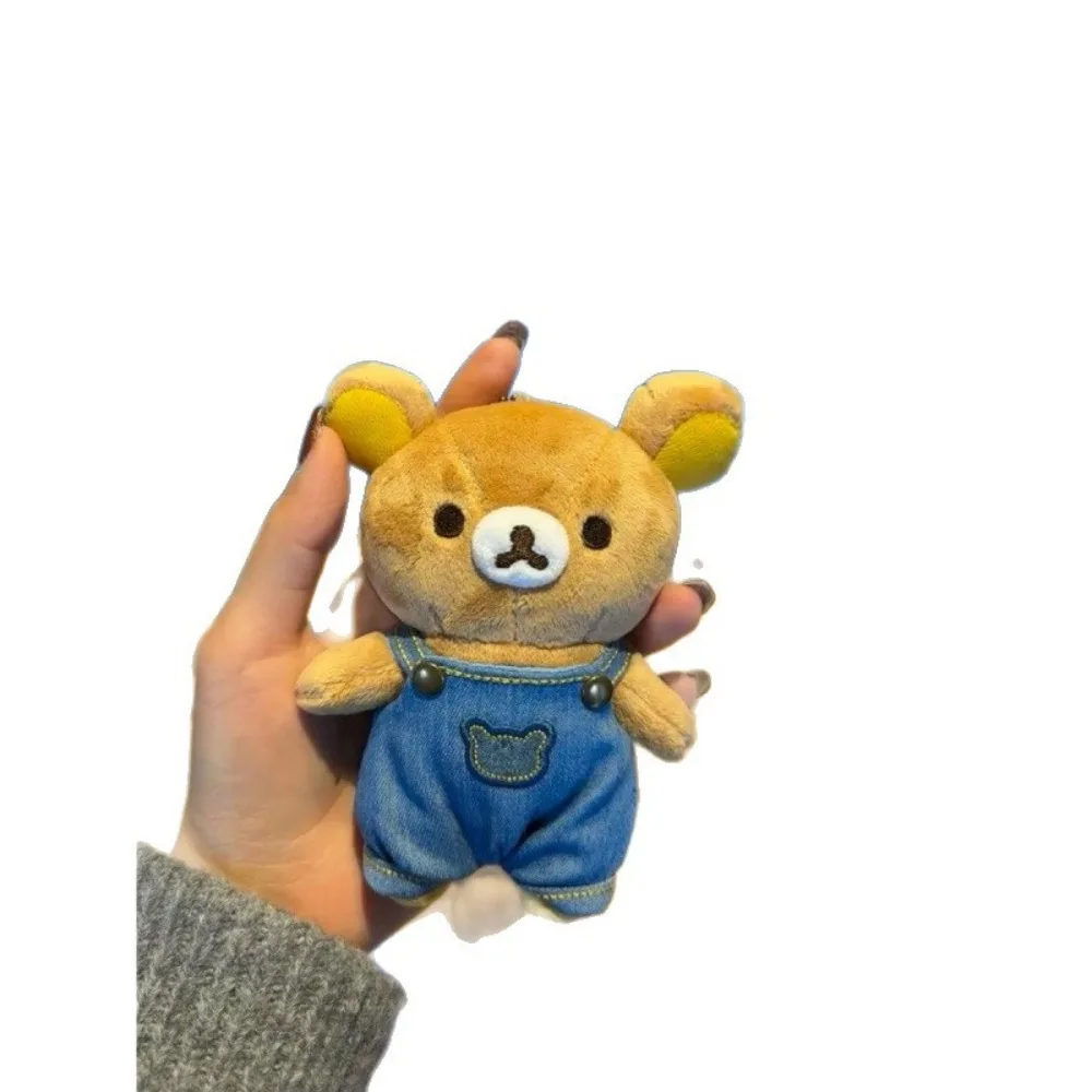 10cm kawaii rilakkuma saco de brinquedo de pelúcia chaveiro pingente anime dos desenhos animados bonito estudante mochila acessórios presentes da menina brinquedos
