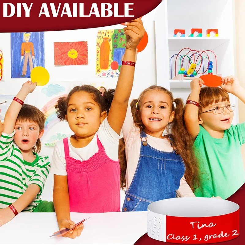 600Pcs Waterproof Hand Bands Neon Wristband For Events Concert Adhesive For Party Red