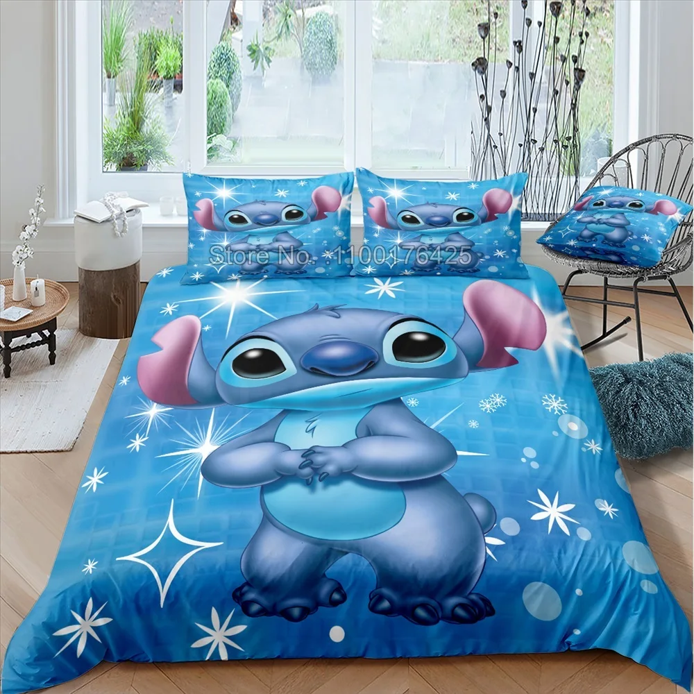 Hot Lilo Stitch Bedding Set Boys Girls Decorate Bedroom Twin Full Queen King Size Duvet Cover Pillowcases for Kids Gifts