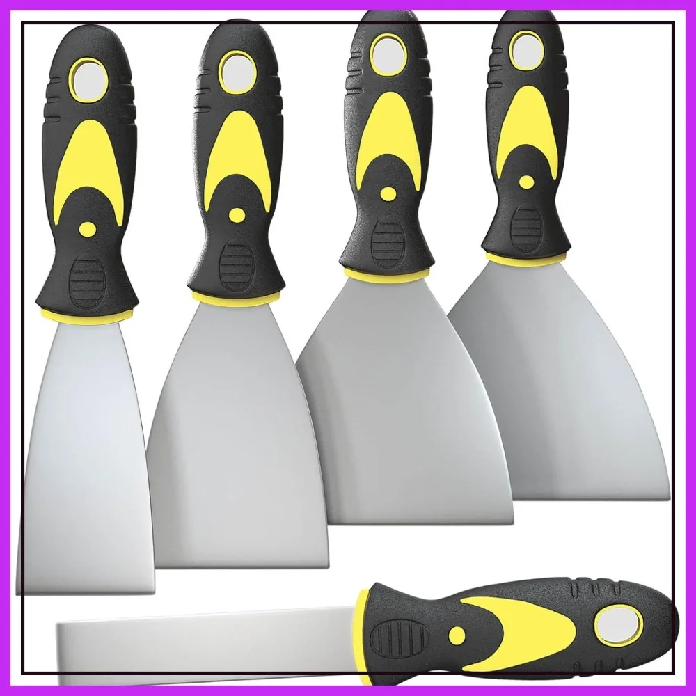 

5-Piece Putty Knife Set, 1" to 5" Scrapers for Drywall Repair, Paint Removal, and Wallpaper Stripping, Rust-Resistant