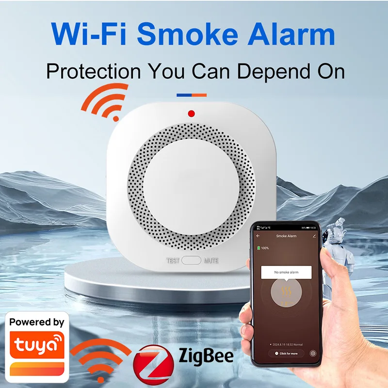 Tuya WiFi Zigbee 연기 경보기 – 가정 화재 안전 및 비상 경보를 위한 Tuya Smart 기능을 갖춘 스마트 화재 감지기