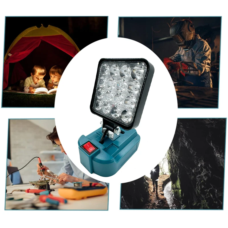 For Makita 14.4V 18V Li-ion Battery LED Work Light 3 Inch Flashlight Portable Emergency Flood Lamp Camping Lamp ﻿Handheld Mini