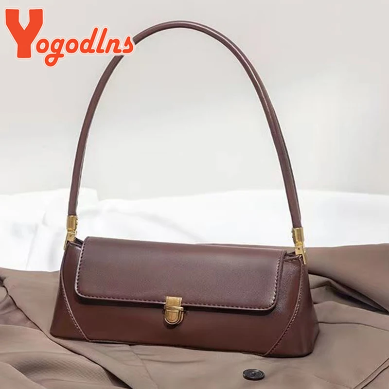 Yogodlns Retro Flap Underarm Bag for Women PU Leather Shoulder Bag Luxury Armpit Handbag Designer Clutch Purrse Bolsa