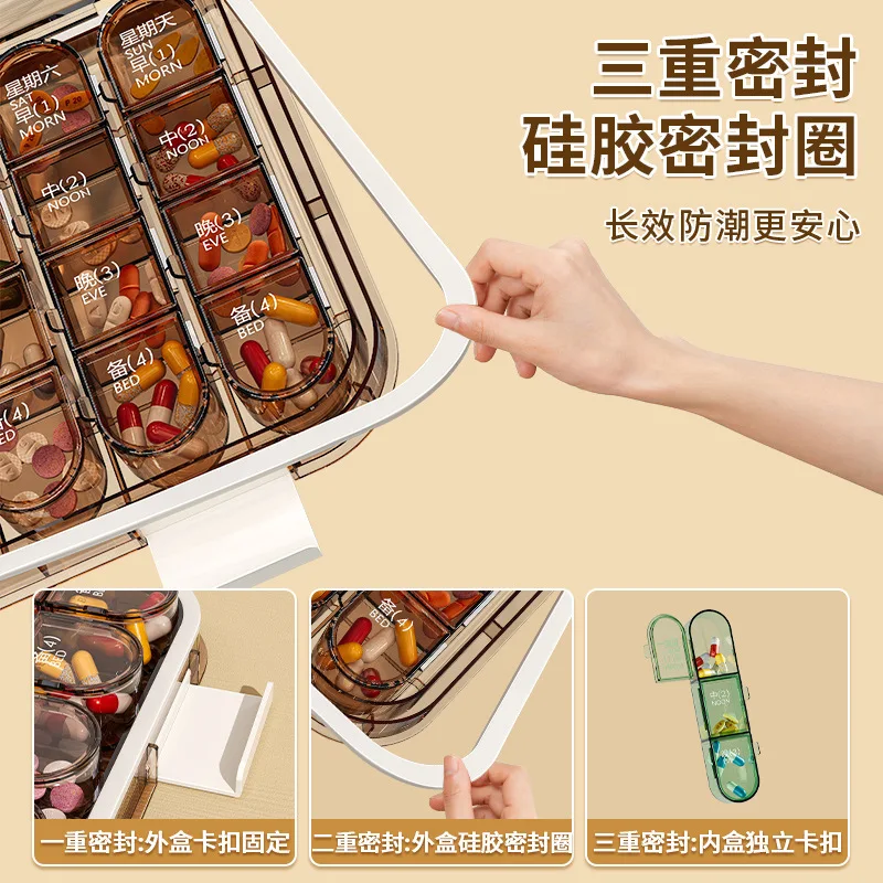 Таблетки для дозирования лекарств. Напоминание о лекарствах. Ящик для хранения лекарств. Портативный аптечка. Диспенсер. 7-дневная неделя. 7 дней.