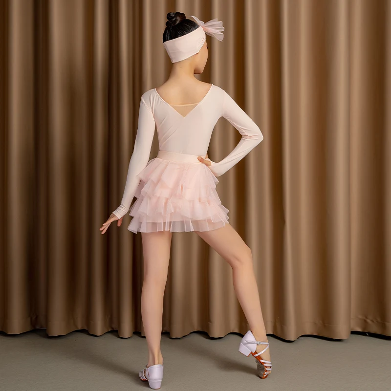High-level practice clothes, Latin dance clothes, girls' summer children's cake dress, split suit
