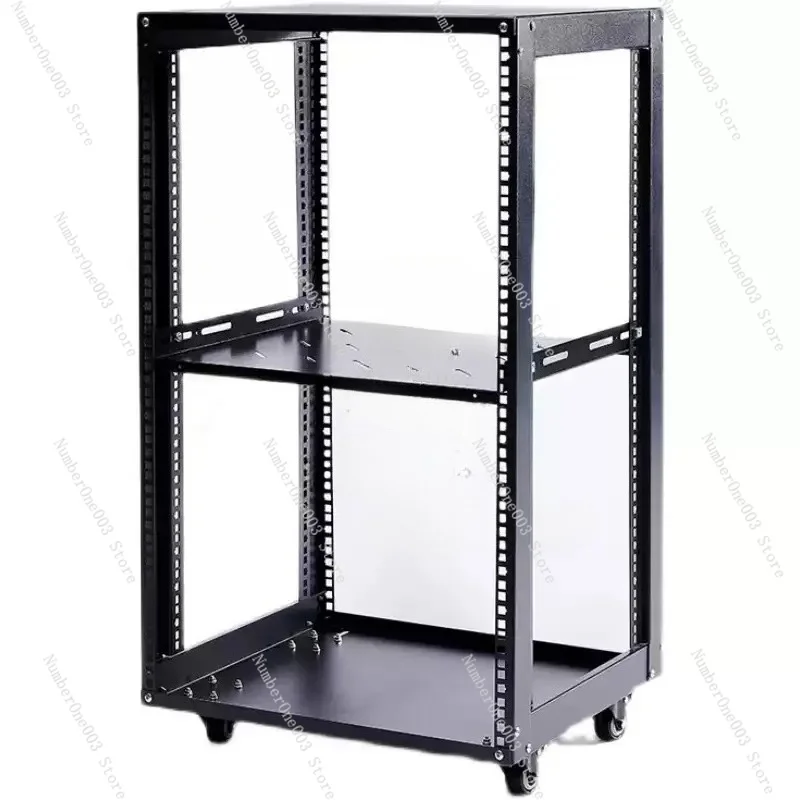 18U/12U Open Network Cabinet - 2mm Adjustable Shelf Mobile Server Rack With 4 Wheels