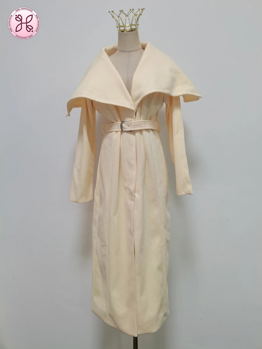 

Минималистичное высококачественное пальто для женщин с лацканами и длинными рукавами, тонкое темпераментное шерстяное пальто, женский осенний стиль