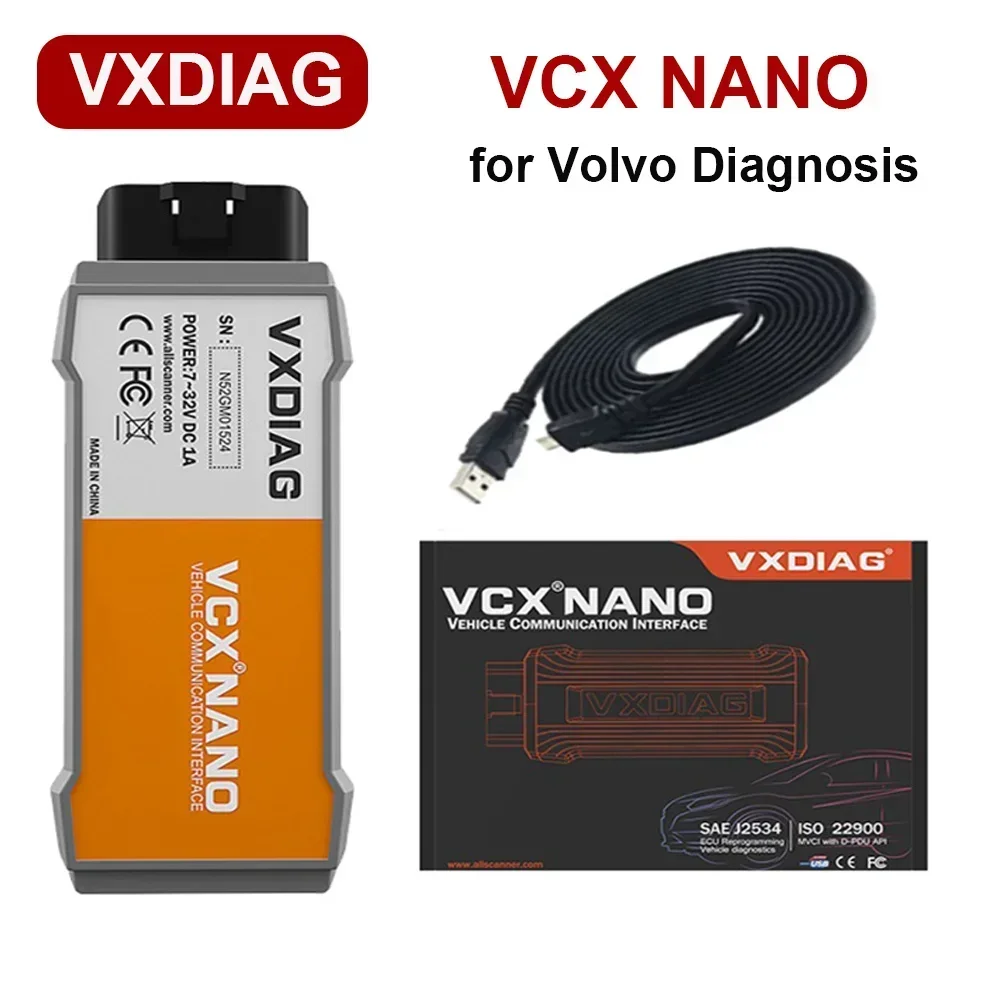 VXDIAG VCX NANO NX300 For VOLVO Car Diagnostic Tools 2014D Full System Diagnoses J2534 On Line ECU Programming Scanner