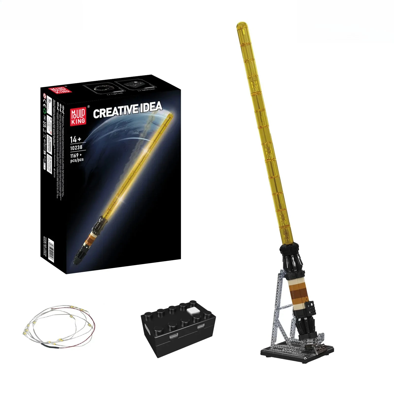 

Mould King 10238 1169PCS Lightsabered Building Blocks Assembly Model LED Light Belt Battery Box Stand Puzzle Toys Holiday Gift