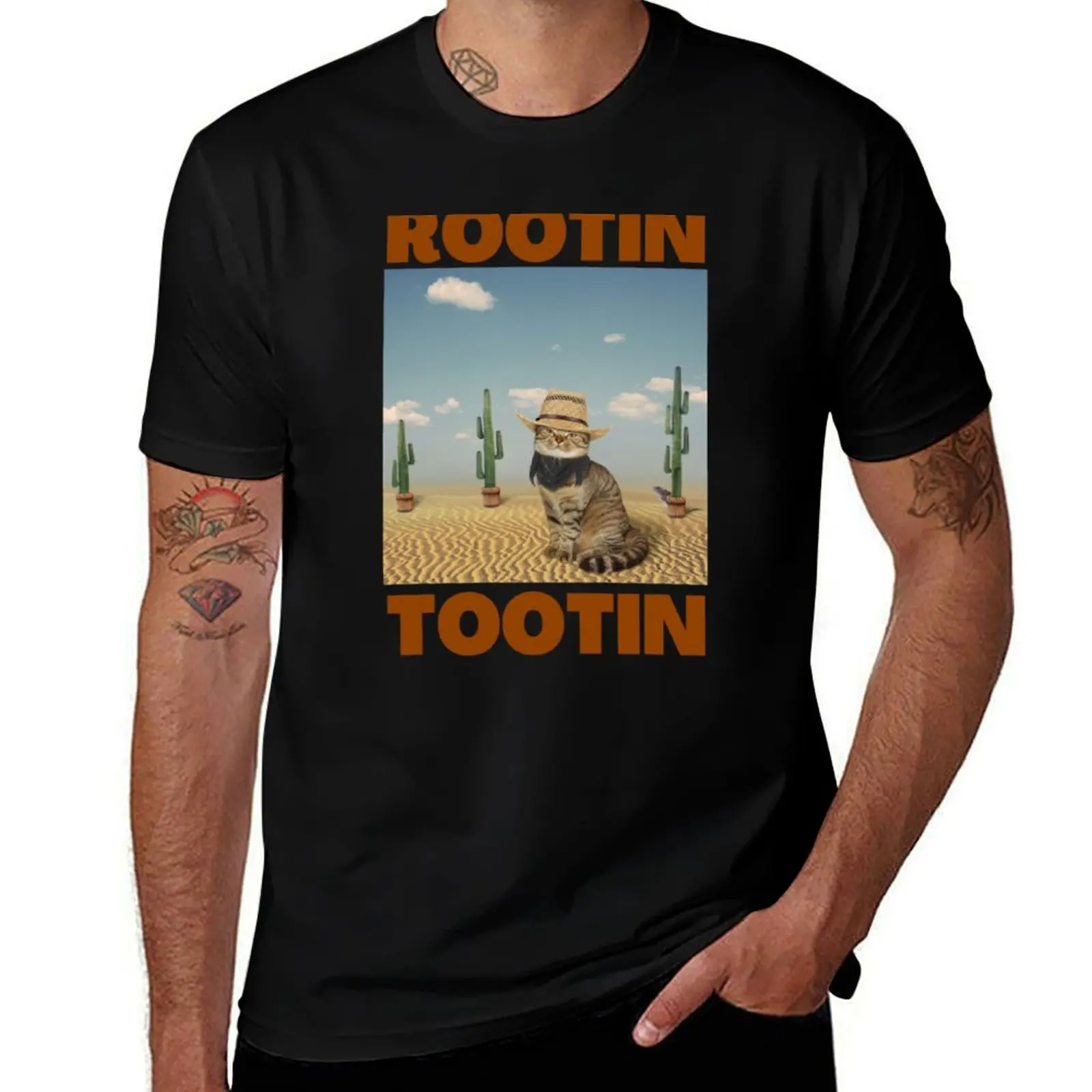 Rootin Tootin Cowboy Cat T-Shirt Holiday Simple Tee Shirt T-Shirt