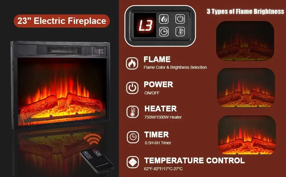 72" LED Electric Fireplace with Mantel, Fireplace TV Stand for 80 Inch TV, Modern Entertainment Center with Storage, Delicate