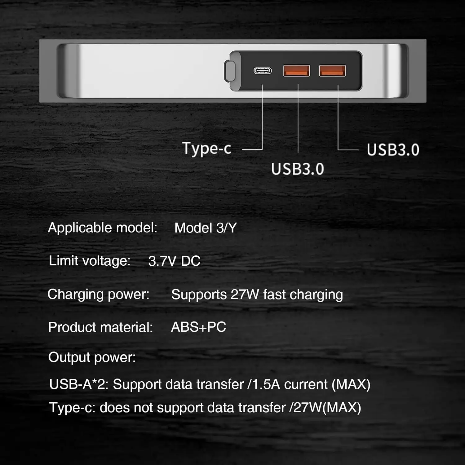 Tesheer For  USB Hub With 2021 2022 2023 Model 3/Y Car USB Charger Multi Port Interior Accessories Fit For  Center Console Docki