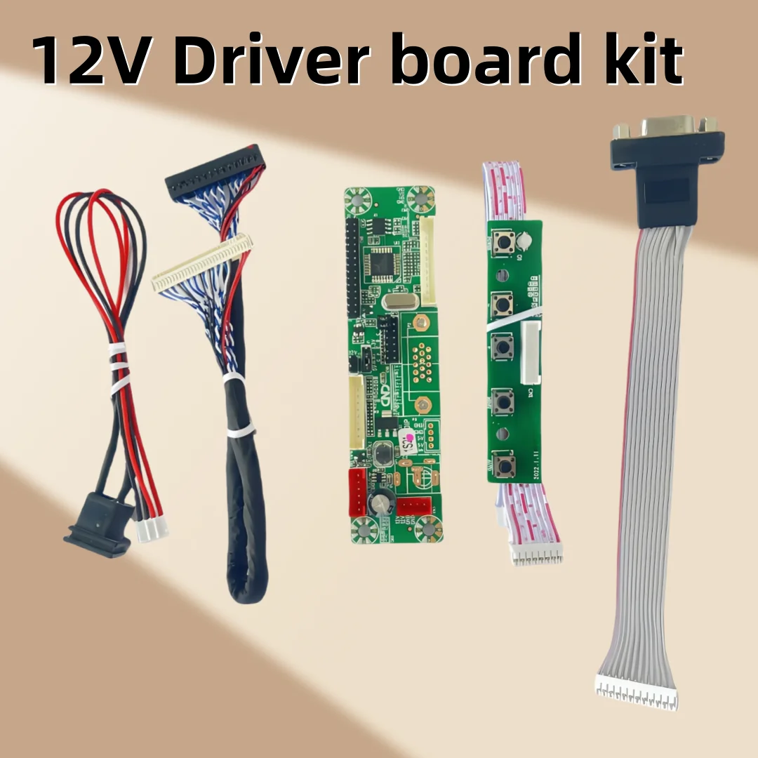 

LCD Monitor/TV Driver Board Kit with Screen Cable, Button Board, DC Cable, VGA Cable, MT2280-MD (No Programming Required, Manual