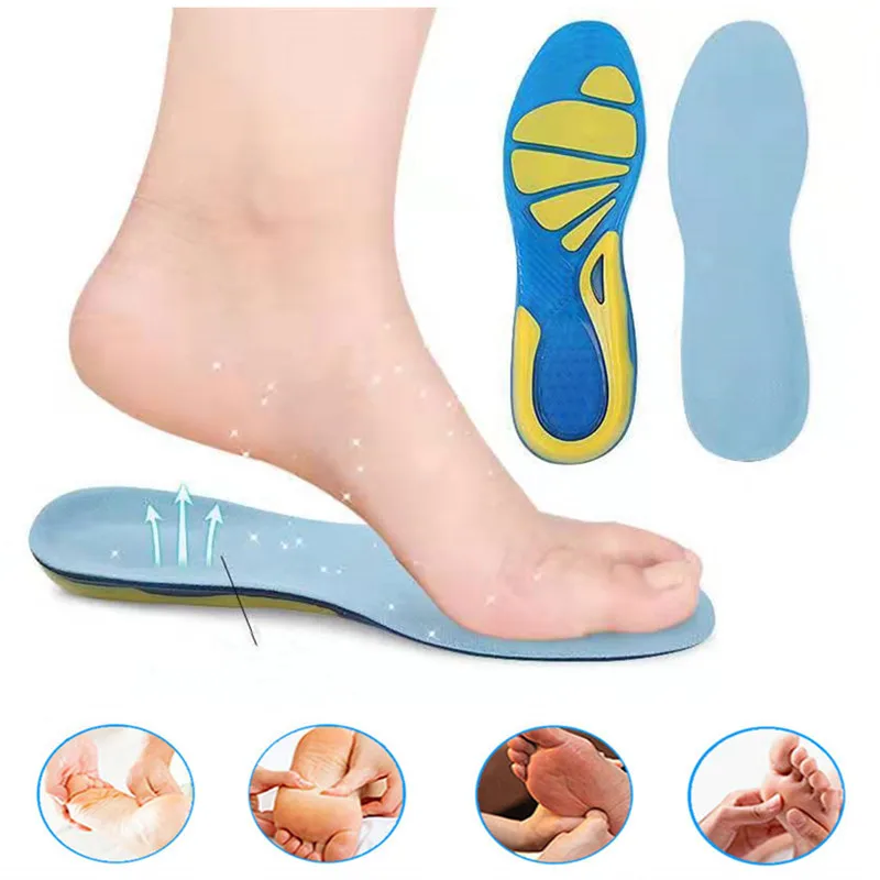 Silica Gel Flat Foot Orthotic Insoles Arch Support Shoe Pad Sport Running Gel Insoles Insert Cushion For Men Women Foot Care