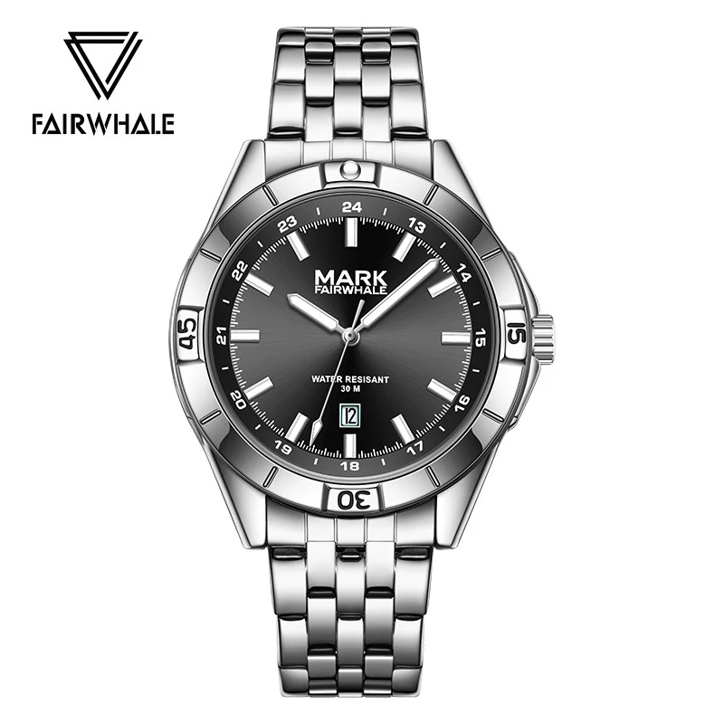

Mark Fairwhale модные новые мужские часы кварцевые роскошные наручные часы из нержавеющей стали с датой деловые повседневные часы relogio masculino
