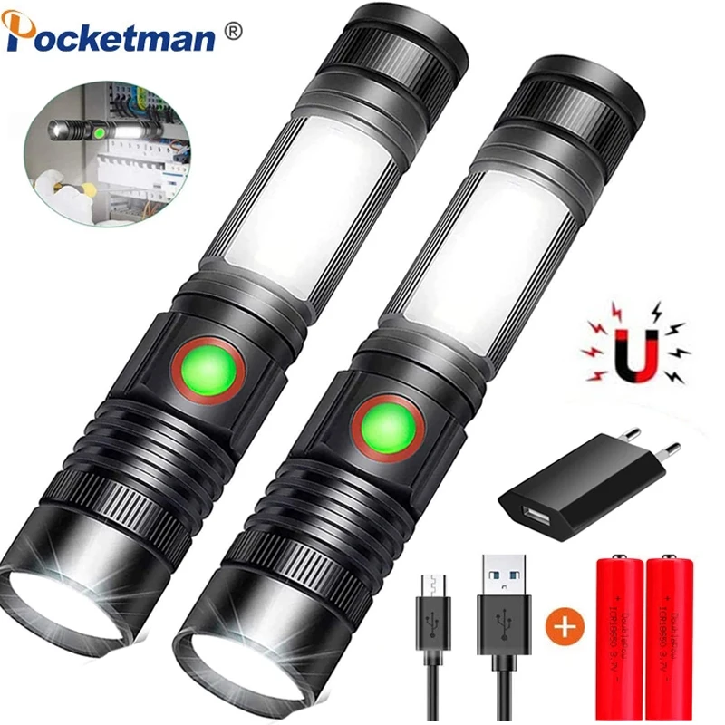 Pocketman LED Flashlights 18650 Rechargeable Flashlight Zoomable Torch Tactical Flashlight Waterproof Torch Camping Flashlight