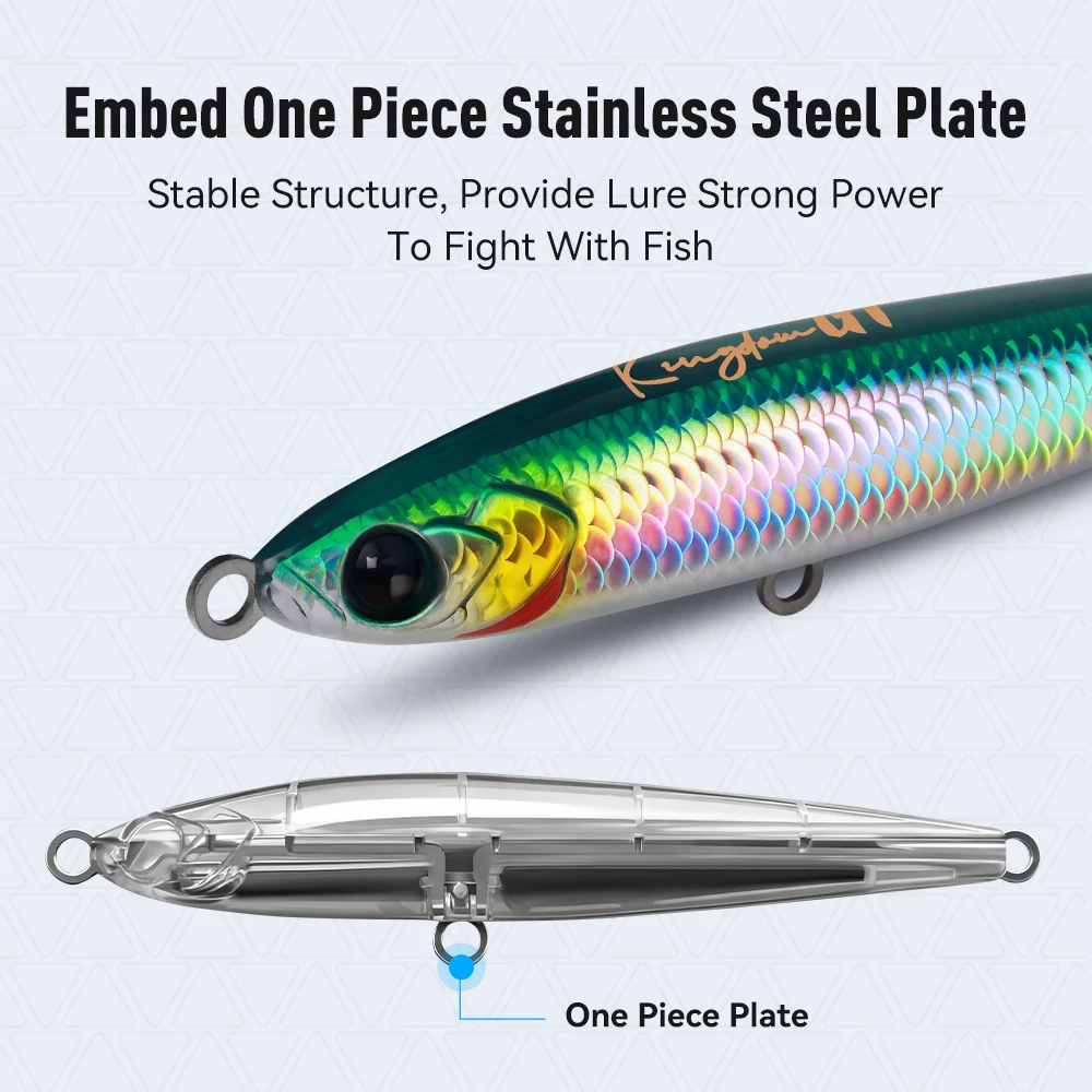 المملكة المياه المالحة الصيد إغراء غرق قلم رصاص الطعوم 135/160 مللي متر 62/90/110 جرام سمك السلمون المرقط باس إغراء خطاف ثلاثي طويل الصب Pecsa معالجة