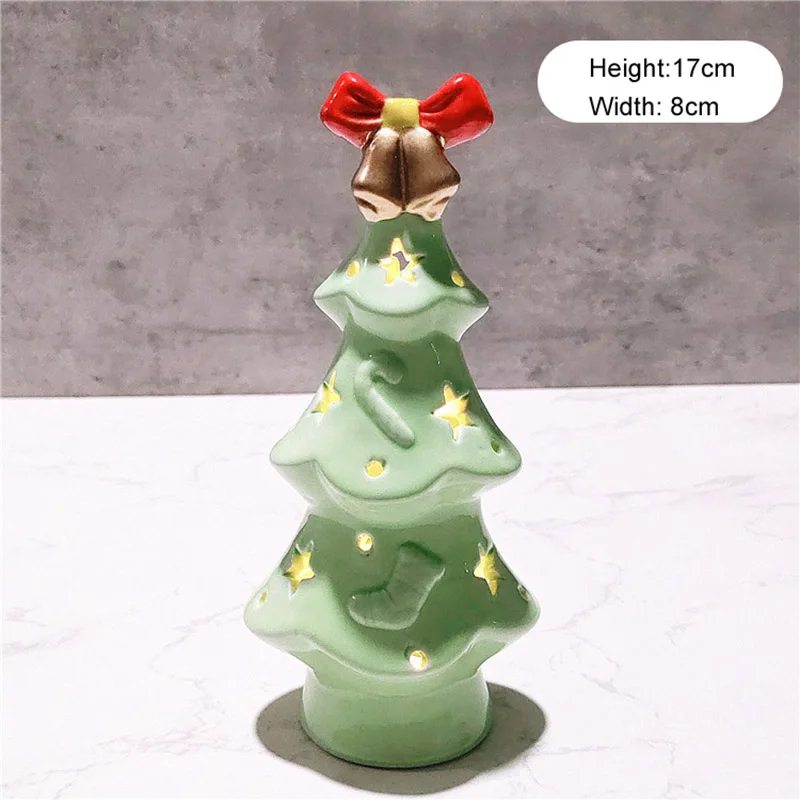 Christmas Gift Ceramic Transparent Christmas Tree Night Light Cute Ceramic Star Christmas Tree  Night Light Decorative Ornament