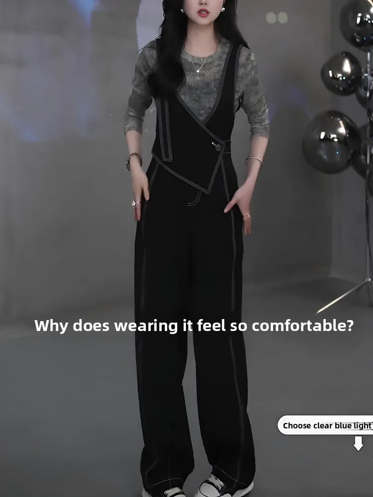 

Bla Strap Pants Women's Spring New Faion Heavy Design Cool Sle Age Reduction Slimming One-Piece Pants Korean Loose Fit ...