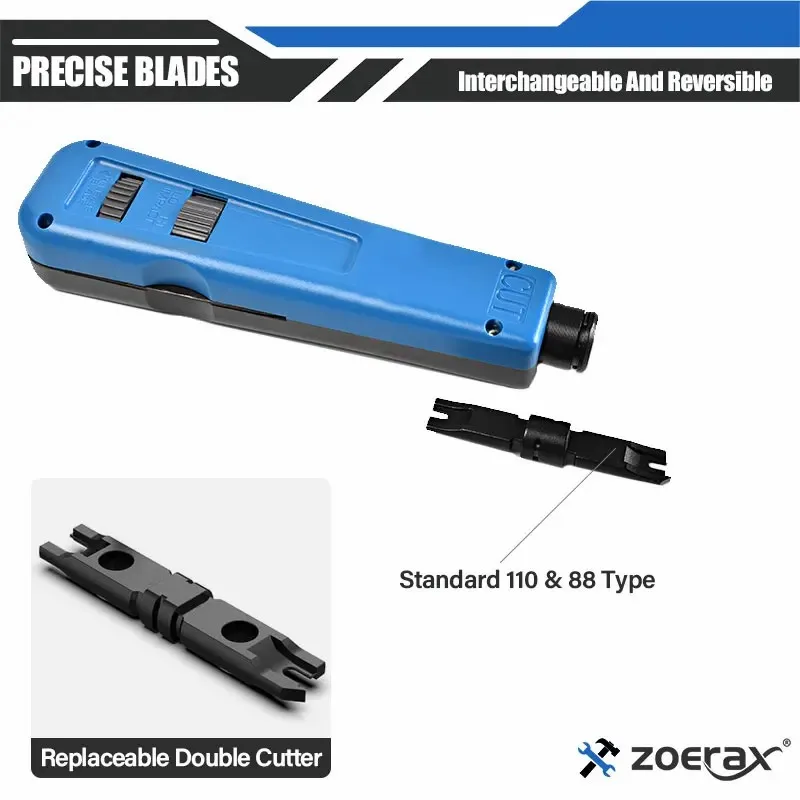 Imagem -03 - Zoerax-multi-function Network Cabo Tool com Duas Lâminas Punch Down Tool Telefone Impacto Terminal Inserção Ferramentas 110 tipo