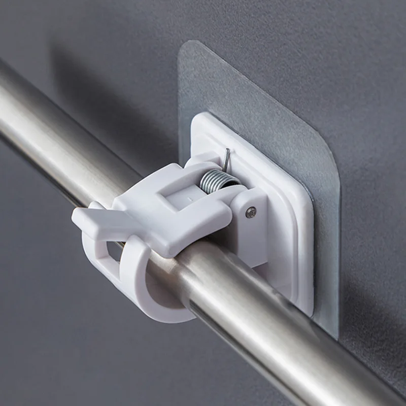 

2/4/8PCS Adjustable Curtain Rod Clip Self Adhesive Clamp Hook Curtain Holder Wall Bracket Holder Nail-Free Wall Hanging Clip