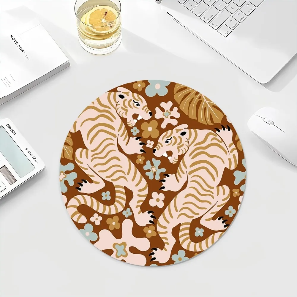 Jungle Tiger Mousepad INS Tide Round Keyboard Mat Table Mat Students Cabinet Gamer Desktop Mousepad Cup Mats Deskpad Home Decor