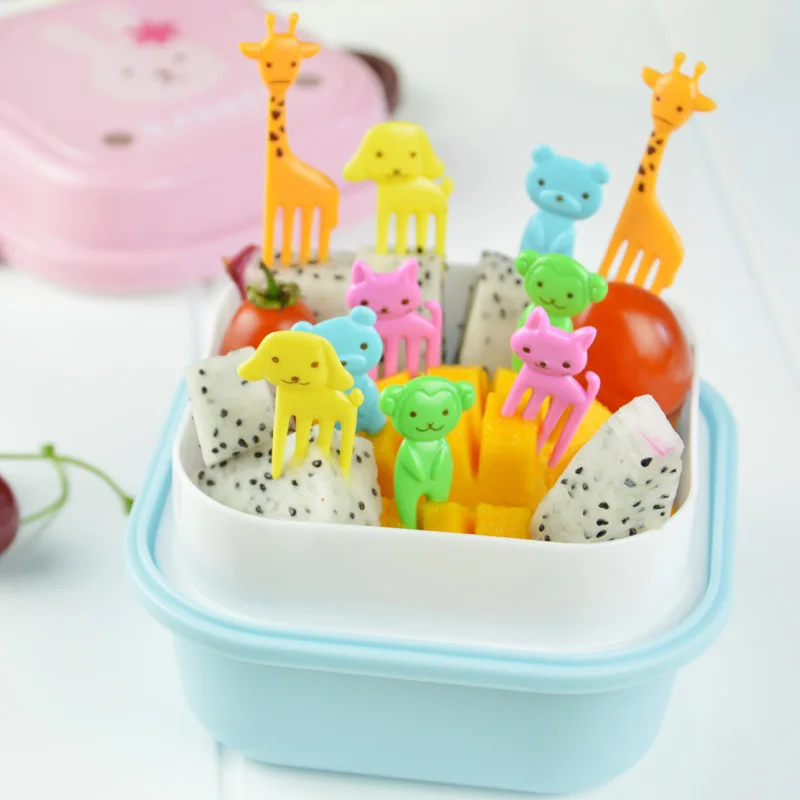 Mini Cartoon Animal Farm Fruit Fork for Children Snack Cake Dessert Food Fork Bento Lunches Toothpick Party Decor 10/20 Pcs