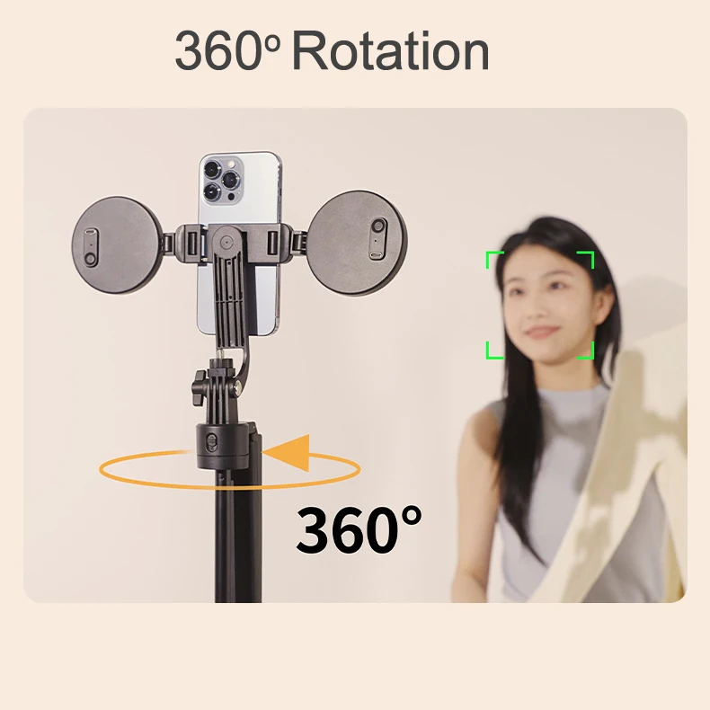 360 Rotation Face Tracking Selfie Stick for Smart Phone Living Stream Tripod Stand Folding 1800mm Monopod With Fill Light