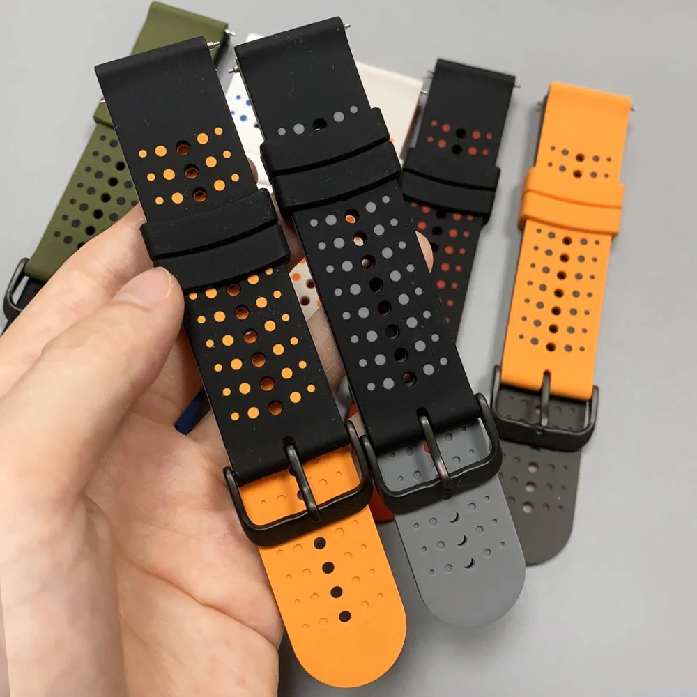 22 مللي متر نغمتين سيليكون حزام تنفس لساعة Realme S2/S 2 3 Pro Sport استبدال سوار الفرقة ل Garmin Forerunner 570 47 مللي متر #3
