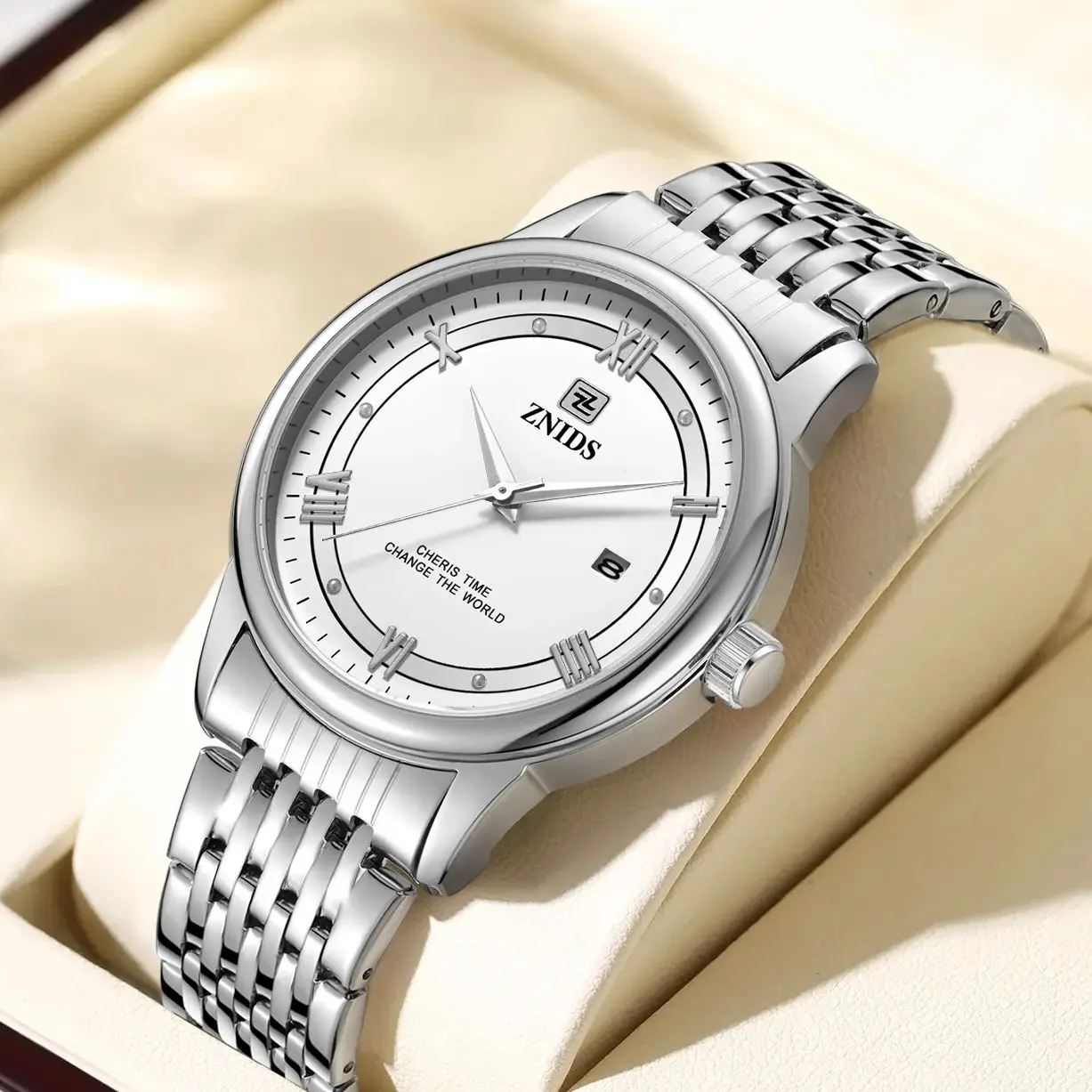 

Новые высококачественные мужские часы известного бренда, ремешок из нержавеющей стали, круглый циферблат, аналоговые часы, отображение даты, водонепроницаемые, кварцевые часы для делового стиля, модный аксессуар, мужские часы, подходят для различных случа