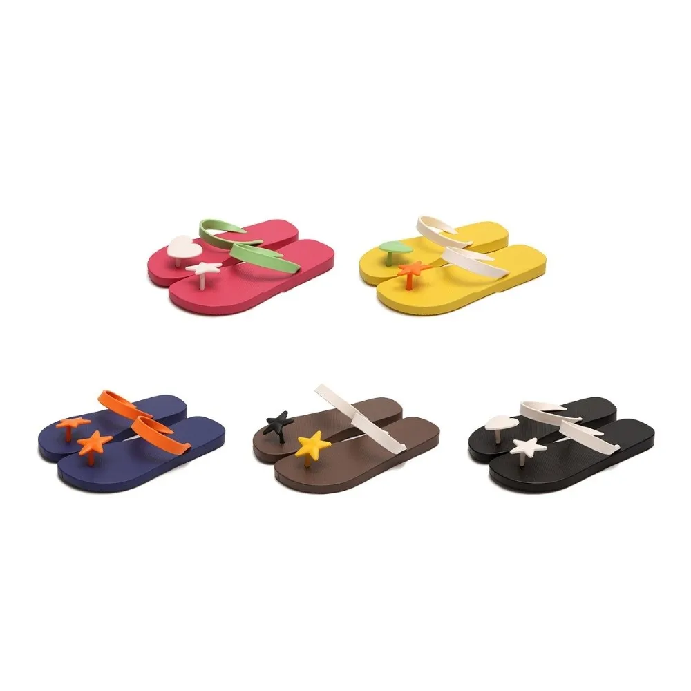 عطلة عادية ستار القلب الوجه يتخبط عدم الانزلاق شقة شاطئ البحر الصنادل أحذية مقاومة للماء عطلة نعال شاطئ في الهواء الطلق