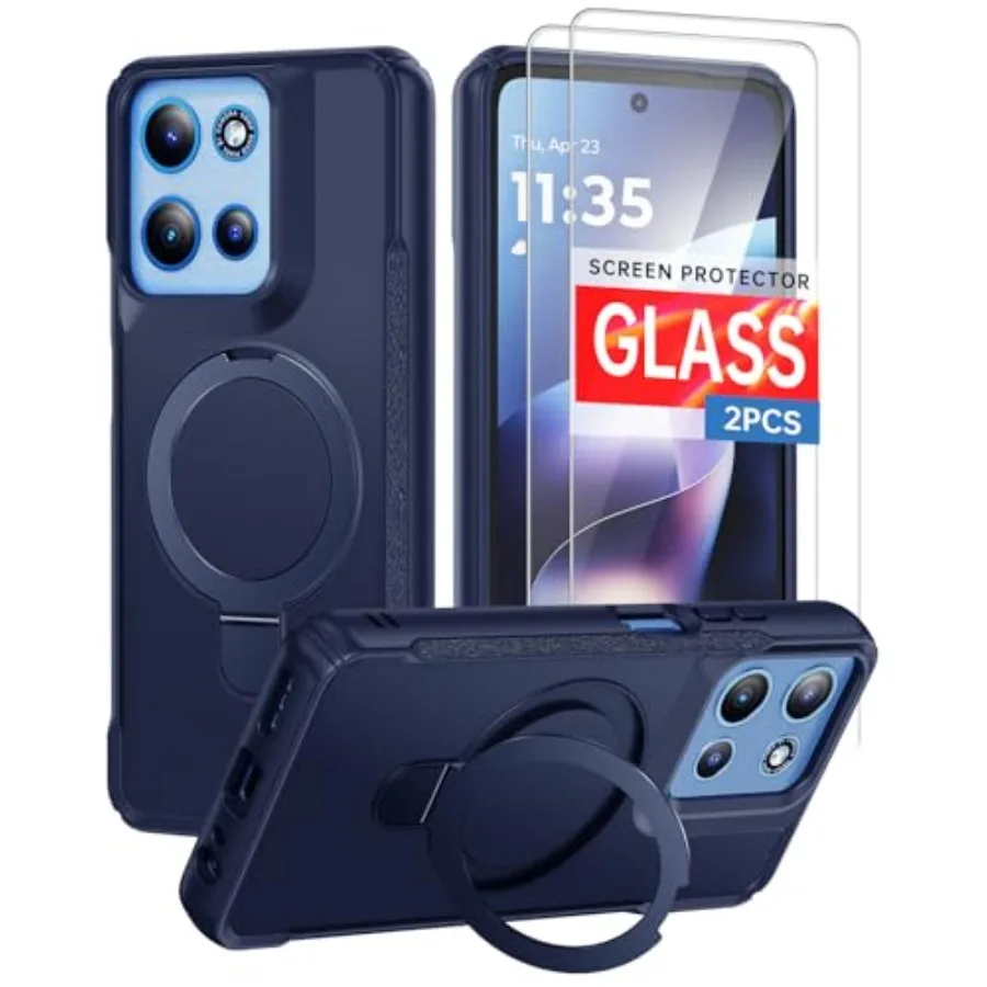 

Red Cae for M G 202 2026 and G Play 202 2026, Magnetic Phone Cae Cpatible with Magafe, Military-Ge tecn with Kicktand and 2X Te