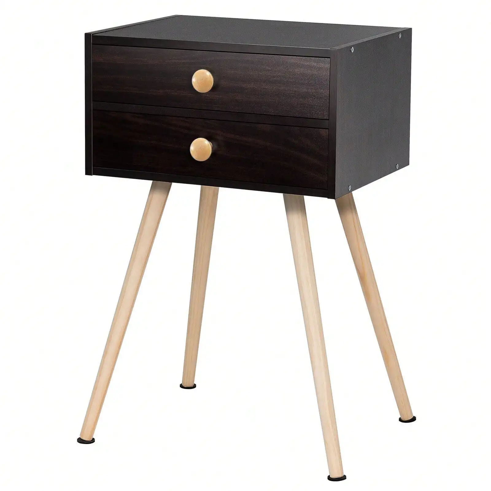 

Mid Century Modern 2 Drawers Nightstand Sofa Side Table End Table Espresso