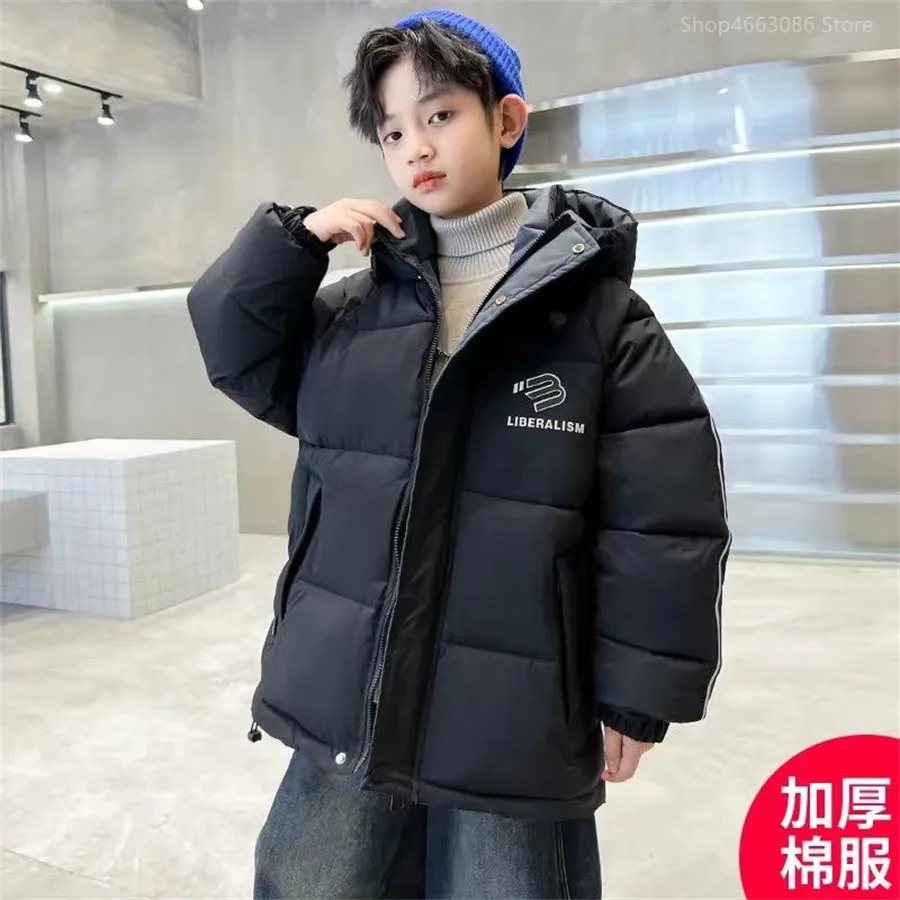 5 6 8 10 12 Years Teenagers Boys Jacket Autumn Winter Thicken Warm Kids Jacket Fashion Zipper Hooded Boys Coat New Kids Clothes