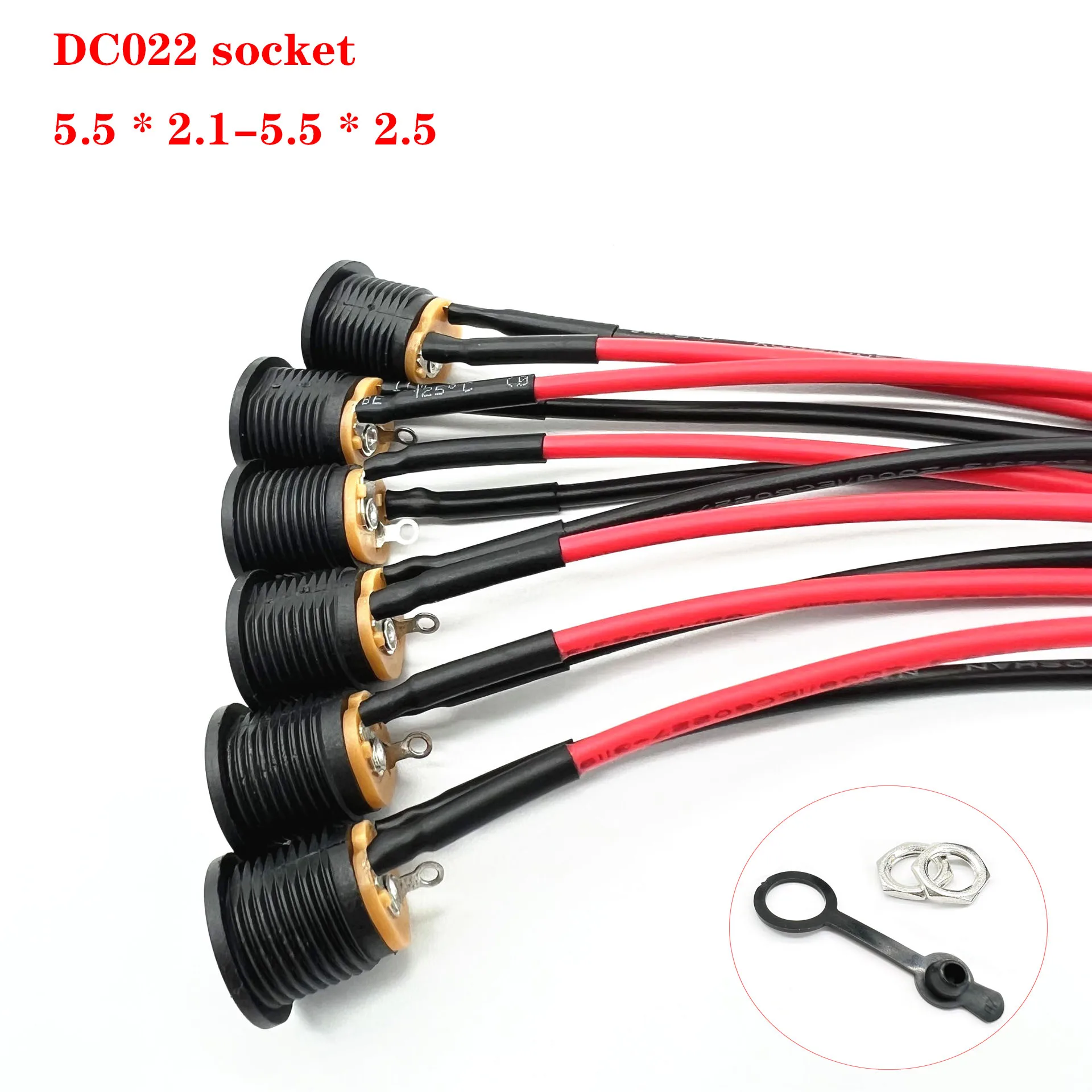 1-5PCS DC Power Cable DC022  DC Female Jack Panel Mount Charing Socket to XH2.54 Terminal 2Pin  Wire Connector