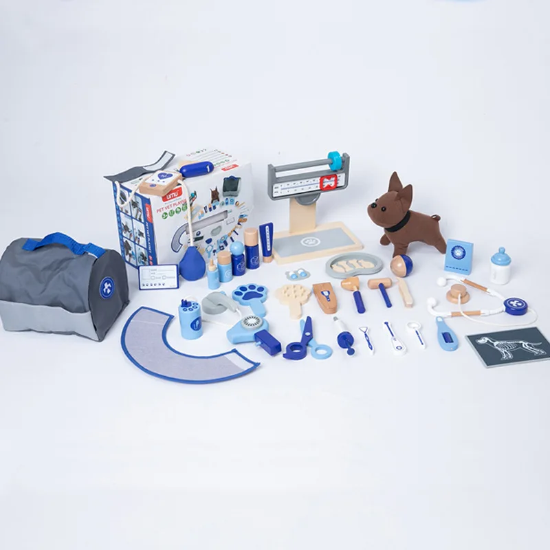 Nouvel ensemble de jouets de médecin en bois pour enfants, jeu de rôle de Simulation, jouet de jeu de simulation de vétérinaire pour animaux de compagnie, jouets d'apprentissage Montessori pour les tout-petits