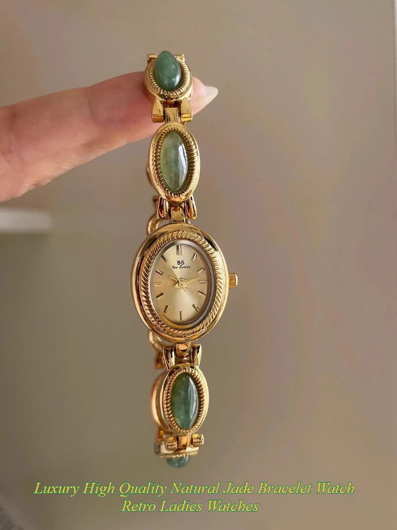 

Роскошные часы-браслет высокого качества из натурального нефрита, женские часы в стиле ретро, элегантные кварцевые часы, подарок, красивые наручные часы, ювелирные изделия실용도매
