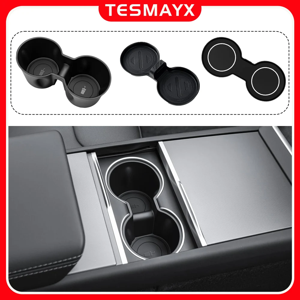 For 2025 2026 Tesla Model Y Juniper Model 3 Model YL Center Console Cup Holder Inserts Cup Coaster Organizer Storage Accessories