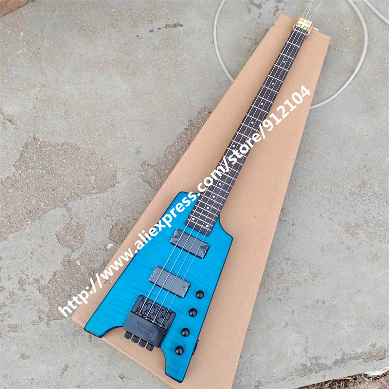 

4 Strings Headless Electric Bass Guitar Mahogany Body Roasted Maple Neck Copper Nur BJ703