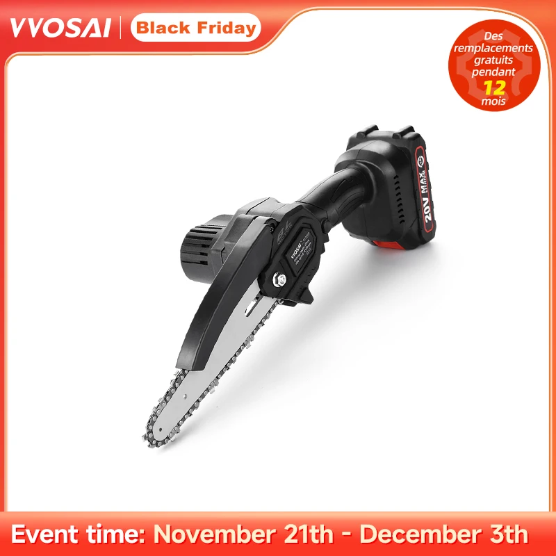 VVOSAI 20V MT-SER 6 Inch Brushless chain saw Cordless Mini Handheld Pruning Saw Portable Woodworking Electric Saw Cutting Tool