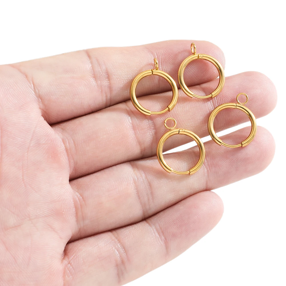 10pcs Stainless Steel Gold Color Plated Huggie Earrings Hooks with Loop Ear Post Jump Ring for DIY Jewelry Making Findings