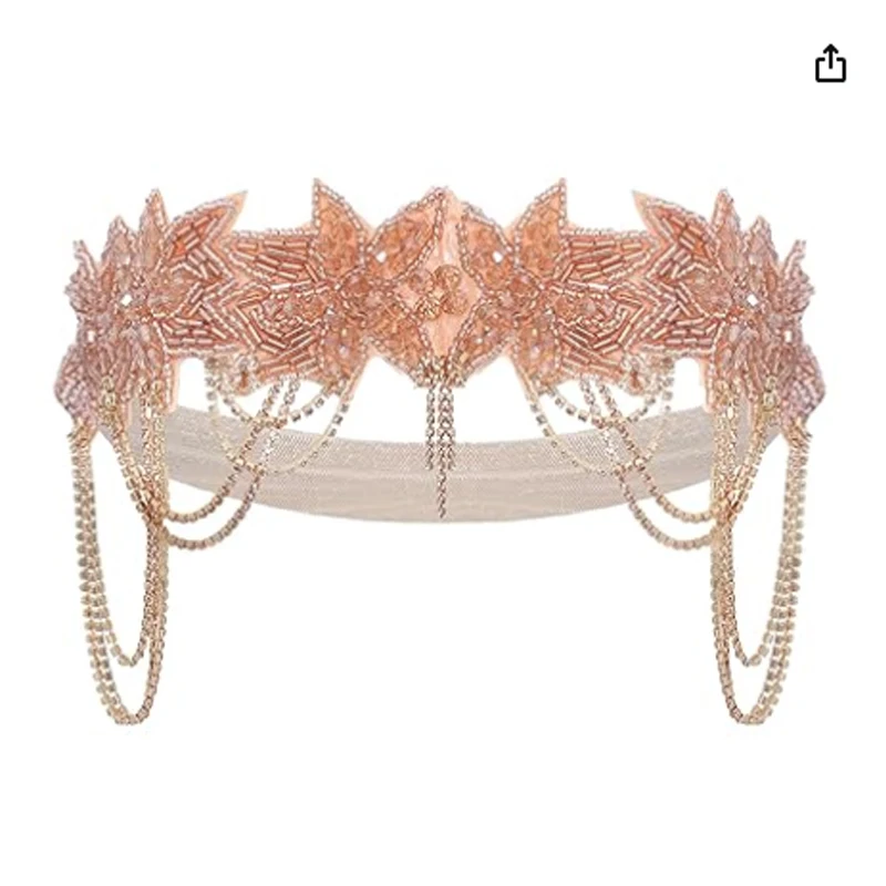 1920S Headband Headgear Prom Hair Accessories Great Gatsby Halloween Prom Rhinestone Fringed Hair Accessories Headband view 5